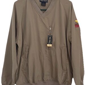 Vtg French Tres Bien Arnold Palmer Golf Mens Med Bomber Jacket Beige Tan Rare